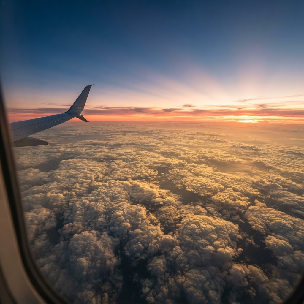 Aerial view above the clouds